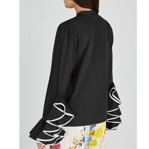 Dries Van Noten Black Calfur Ruffle Sleeve Shirt Size EU38 in perfect condition